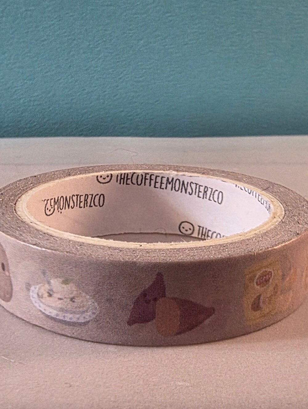 The Coffee Monster Co. Decorative Washi Tape - Muted Brown with Cute Icons